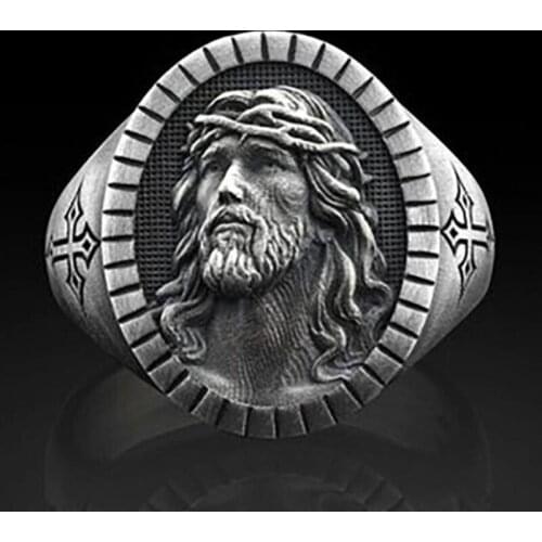 Vintage Retro Black Color Cross Finger Metal Ring for Men Women Prayer Christian Jesus Band Biker Rock Wedding Jewelry