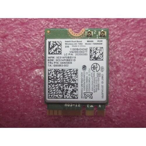 New for Lenovo Thinkpad X240S T440S NGFF Wifi Card For Intel 7260 7260NGW 802.11ac 867Mbps Bluetooth 4.0 Card 04W3806