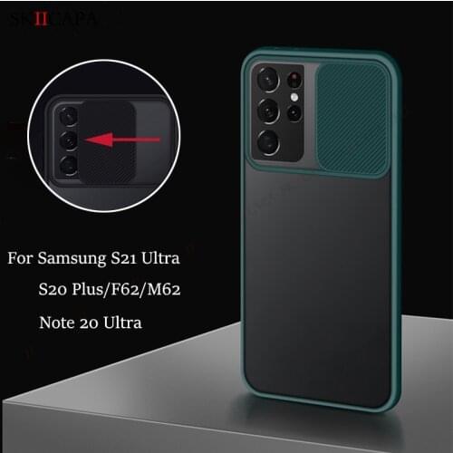 Slide Camera Lens Protective Case for Samsung Quantum 2 A82 S21 S20 Note 20 Ultra F62 M62 A72 A52 A32 M31 Matte Shockproof Cover