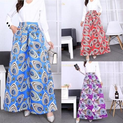 2021 Womens Maxi Stain Print Skirts Elastic Stretch Floral Skirts High Waist Pockets Skirt Vintage Ball Gown Plus Size Skirt