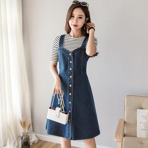 Women Denim Straps Dress Summer 2021 New Casual Sleeveless Loose Spaghetti Strap Denim Dress Mini Dress Plus Size S-5XL