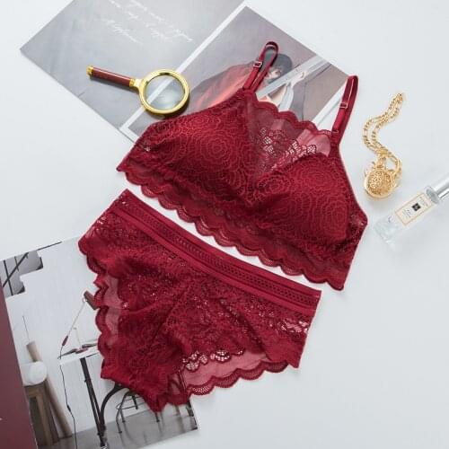 Lace Bralette Sexy Bra Set Women Floral Lace Underwear Set Adjustable Strap 3/4 Cup Thin Bra Lingerie Set Womens Intimates