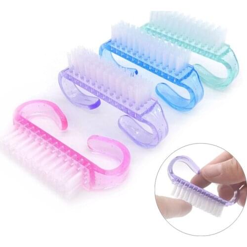 10 Pcs Acrylic Nail Brush 4 Color Nail Art Manicure Pedicure Soft Remove Dust Plastic Cleaning Nail Brushes File Tools Set