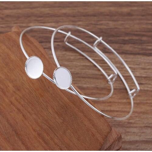 100pcs High Quality into 12mm Bangle Base Bracelet Blank Findings Tray Bezel Setting Cabochon Cameo
