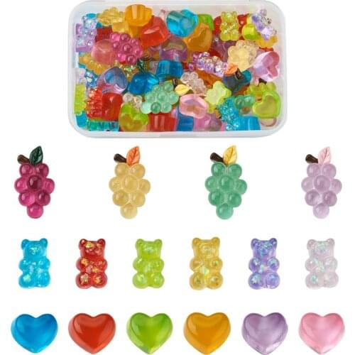 116pcs/box Transparent Resin Cabochons Mixed Shapes Mixed Color 29x17mm