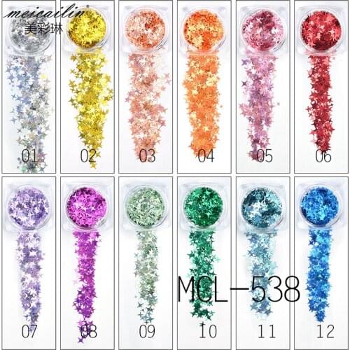 12 boxes/Set 3D Glitter Flakes Sparkly Mix 12 Colors DIY Nail Glitter Sequins Spangles Polish Gel Manicure Nails Art Decorations