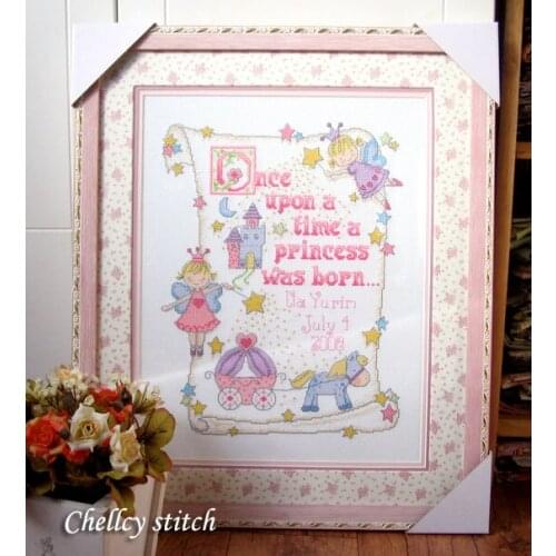 14/16/18/22/25ct Craft Stich Cross Stitch Birth Certification Cute Girl Fabric Needlework Embroidery Crafts Cross-Stitching Kit
