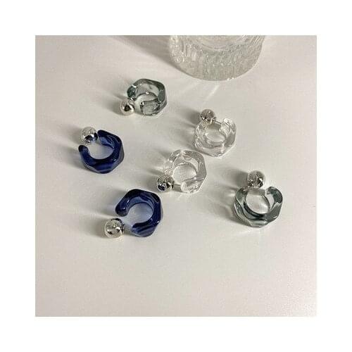 2021 Retro Geometric Acrylic Silver Needle Transparent Earrings Fashion Irregular C-shaped Earrings Accessories For Women