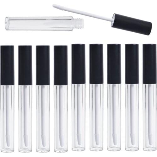 5ml Plastic Frosted Empty Lipgloss Tube N Black Lid Clear Plastic Cosmetic Lip Gloss Container Concealer Refillable Bottle