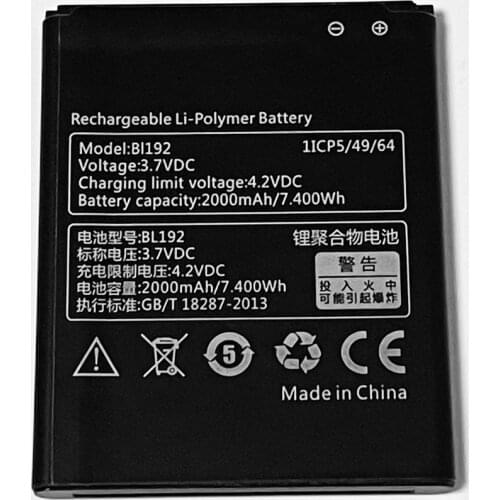 3.7V 2000mAh BL192 For Lenovo A328 A328t Battery