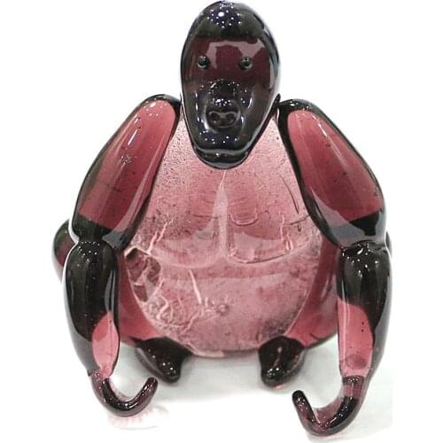 Home Decoration Desk Accessories Glass Gorilla Figurines Ornaments Dark Purple Silver Foil Craft Animal Small Statue Collection