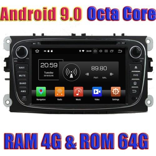 WANUSUAL Android 9.0 Car GPS Navigation for Ford Mondeo 2007 2008 2009 2010 S-max 2008-2010 Tourneo Transit Connect 2010 DVD MP4