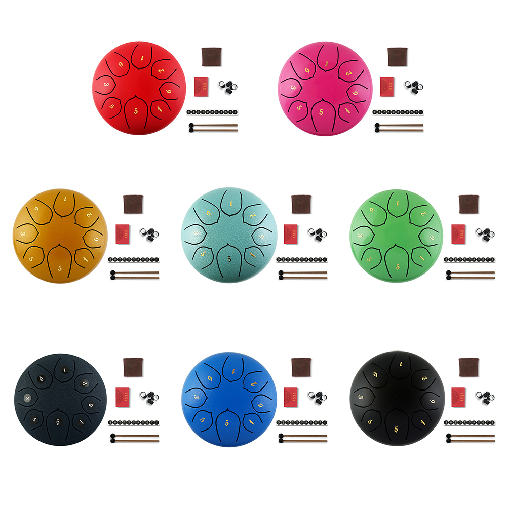 8/11 Tune Tongue Drum 6 Inch Steel Tongue Drum Kits With Drumstick Finger Cots Drum Bag Drumstick Stand Instruments Accessories