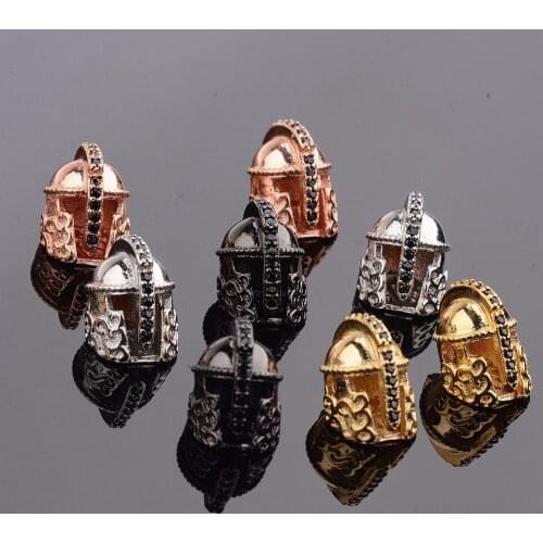 2019 Charm mens Roman soldier Spartan helmet Beads For Bracelet Cubic Zirconia Crystal Making Jewelry Plated for Bracelet