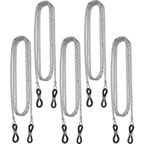 Lot 5pcs Metal Eyeglass Neck Cord Chain Reading Glasses Sunglasses Holder Necklace Lanyard - Gold Gray White Black
