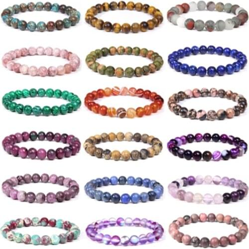 Chakra Beaded Charm Energy Bracelet Mens 8mm Natural Stone Tiger Eye Malachite Lapis Lazuli Treatment Beads Female Yoga Jewelry