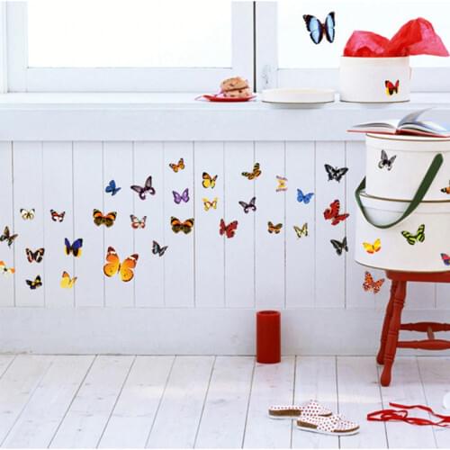 Colored 81 butterflies 3D Wall Sticker DIY Wall Art Decals Living room Romantic Flower butterfly Stickers Home Decor Wallpaper