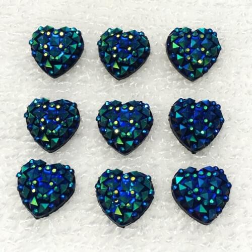 DIY 80pcs/lot 12mm AB Resin Heart rhinestone Drill -A908