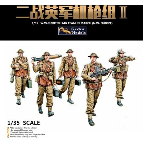 Gecko Models 35GM0014 1/35 WWII British MG Team In Combat [N.W.Europe] - Scale Model Kit