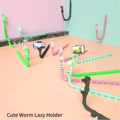 Lazy Holder Arm Flexible Mobile Phone Holder Suction Cup Stand Wall Desk Stents Caterpillars Bracket For Wall Desktop Bicycle