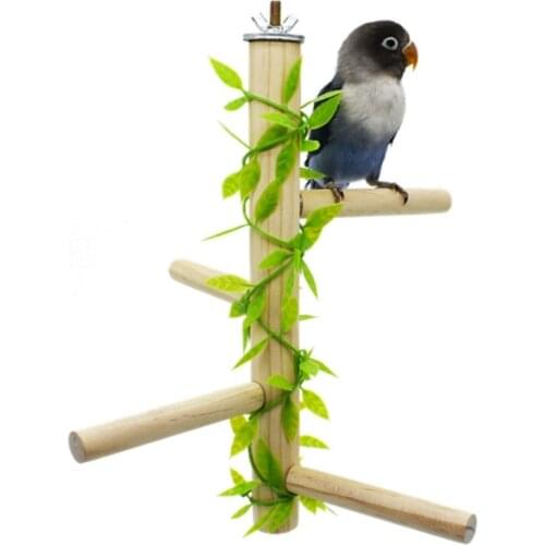 Bird Parrot Perch Toy Hard Wood Stand Platform Paw Grinding Stick Toys for Small Parakeets Cockatiels Conures Love Birds Finches