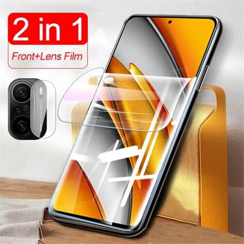 2 to 1 999D Curved Hydrogel Film For Xiaomi Poco F3 PocoF3 Pocophone F 3 Camera Protective Screen Protector Not Tempered Glass