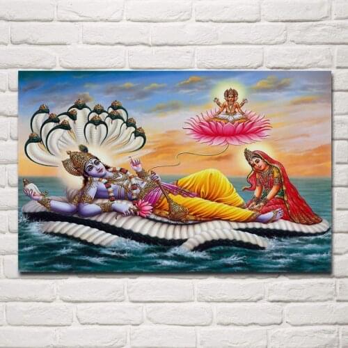 Lord vishnu on sea indian hindu god goddess posters on the wall picture home living room decoration for bedroom EX504