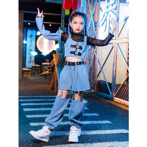 New 2021 Childrens Hip-hop Hip-hop Costumes Trendy Girls Jazz Dance Performance Suits Cool Kids Trendy Costumes Girls Sets