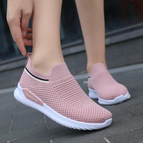 Women Sneakers Shoes Casual Womens Slip on Sneaker Knitting Comfortable Running Shoe Woman Flat Platform Ladies Footwear Spring