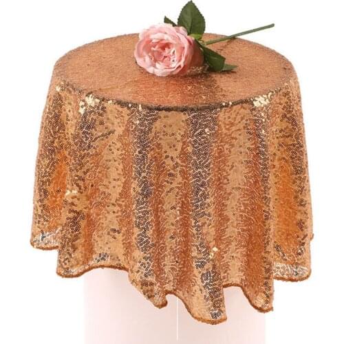 Round Sequin Tablecloth Sparkly Bling Tablecloth For Wedding Party New Year Christmas Decor Rose Gold Silver Champagne