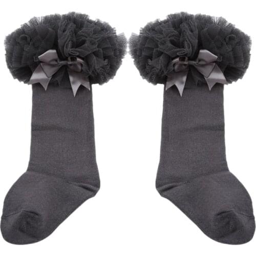 Lace Tube Socks For Kids Sweet Bow Princess Socks Spring New Childrens Socks Girls' Net Yarn Infant Cotton Socks