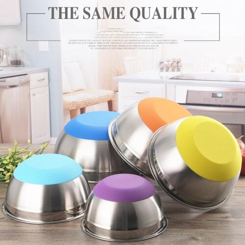 5pcs/set Stainless Steel Mixing Bowls Non Slip Silicone Bottom High Capacity Nesting Storage Bowls for Food Salad Cooking Baking