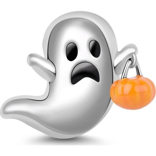 Cute Ghost with Pumpkin Lamp Pin Metal Badge for Women Men Kids Funny Halloween Jewelry Nightmare Before Christmas Gift