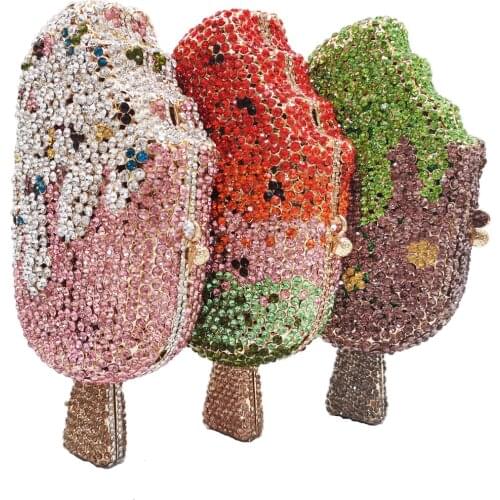 Trendy Crystal Ice Cream Evening Bags Clutches Ladies Popsicle Clutch Women Prom Party Purse Handbags Drop shipping SM76