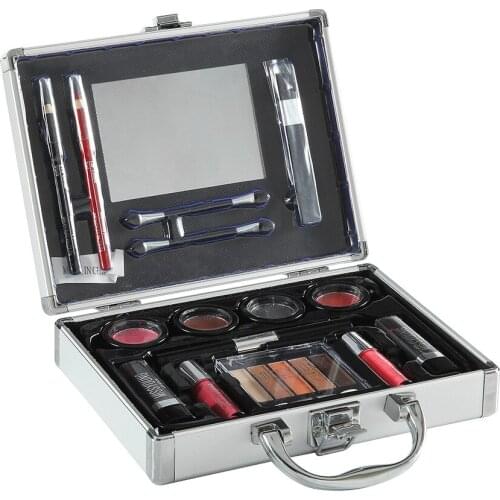 Cosmetic Set Aluminum Makeup Kit Matte Shimmer Eyeshadow Palette Eye Shadow Mascara Lipstick Lipgloss Lip Gloss Eye Liner Pen