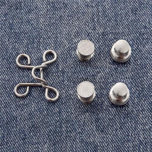 DIY Invisible Adjust Button Metal Jeans Waist Removable Buckle No Nails Waist Button Detachable Button Waist Adjustment Button