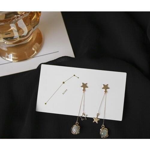 ​ZDMXJL 2021 New Fashion Hot Womens Earrings Fine Sweet Star Long Eardrop Earrings For Women Girl Party Gifts Jewelry Wholesale