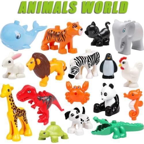 Single Sale Big Animal Zoo Original Big Building Blocks Classic Accessories Compatible Big Size Figure Bricks Toys For Children