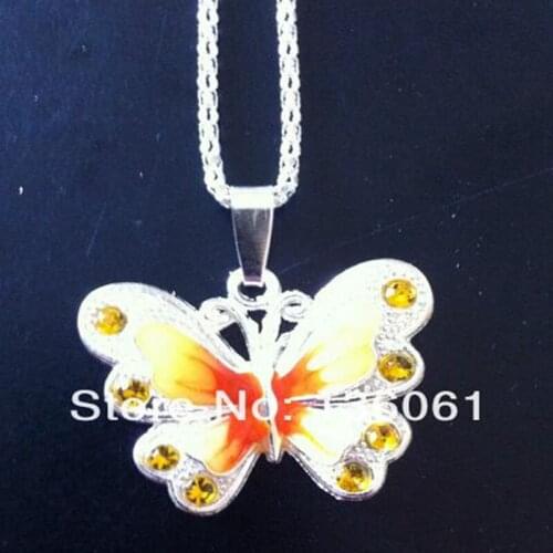 Butterfly Necklace Butterfly Jewelry Autumn Accessories Popular Hip Enamel Crystal Butterfly Pendant Necklace Chain Women Gift