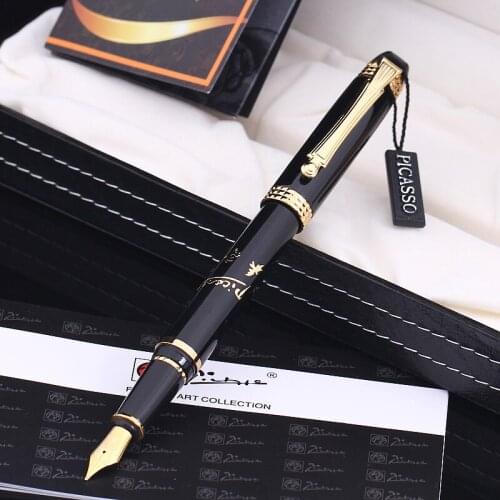 Picasso Pimio 926 Luxor Black and Gold 0.5mm Iridium Nib Fountain Pen with Luxury Original PU Gift Box Ink Pens