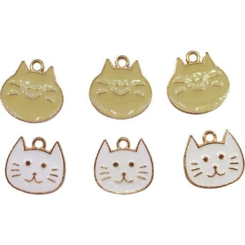 10Pcs 18*20mm Cat Charms Enamels Alloy Cat Earring Jewelry Accessories DIY Hair Bracelet Earrings Necklace Accessories XL587