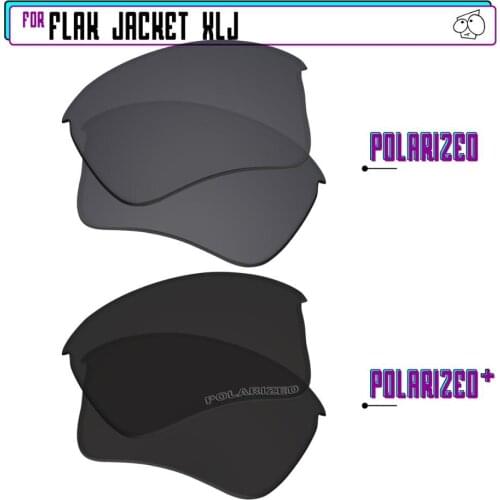 EZReplace Polarized Replacement Lenses for - Oakley Flak Jacket XLJ Sunglasses - BlackP Plus-BlackIRP