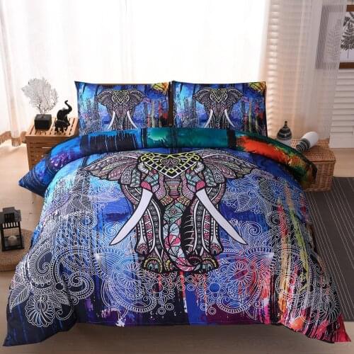 Bedding Outlet Twin King Elephant Printed Kids comforter Duvet Cover Bed Set with pillowcase Watercolor Printed Home Textiles