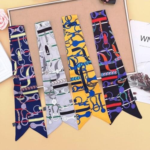 Luxury Womens Silk Hair Band Twill Print Ladies Scarf Fashion Headscarf Skinny Handbag Scarf Long Shawl Beach Female G4