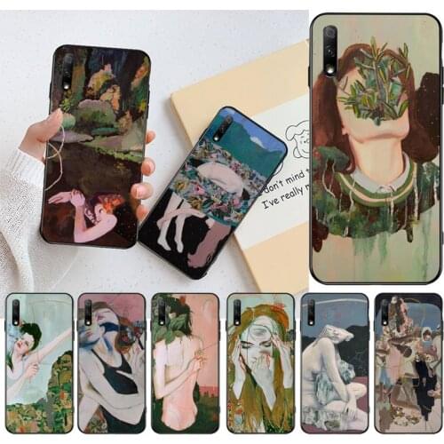 Trippy Art Painting Silicone Black Phone Case For Huawei Nova 6se 7 7pro 7se honor 7A 8A 7C Prime2019