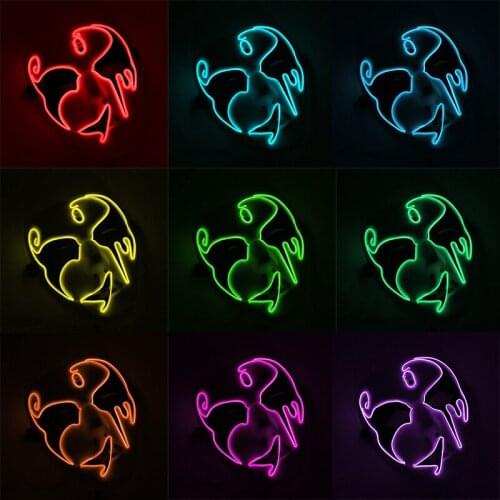 Glowing Horror Face Led Mask Halloween Cosplay Costume Accessories Luminous Anime Evil EL Wire Mask 10 Colors Optional