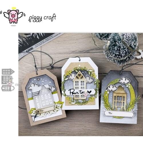 Piggy Craft metal cutting dies cut die mold 3Pcs House building Scrapbook paper craft knife mould blade punch stencils dies
