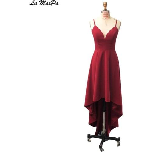 Unique Floral Neckline High Low Bridesmaid Dress CMT168