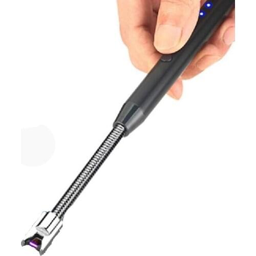 Windproof LED USB Electric Rechargeable Long BBQ Kitchen Gas Stove Lighter Plasma Arc Flameless Candle Unusual Lighters Outdoor