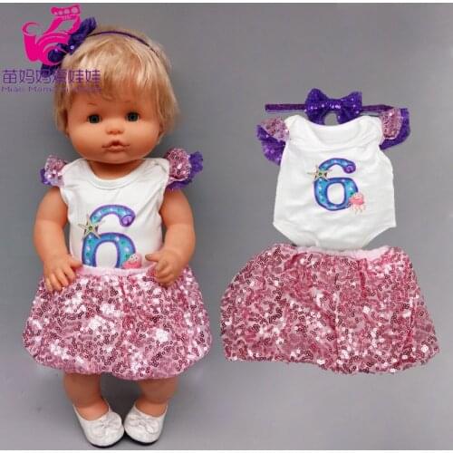 40 Cm Baby Doll Sequins Skirt Fit 38cm Nenuco Ropa Y Su Hermanita 16" Doll Lace Dress Headband Accessories